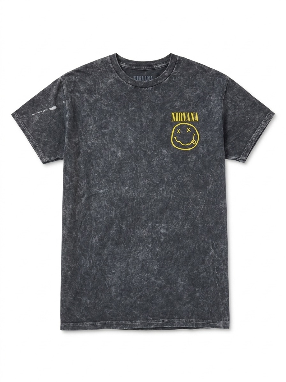 Nirvana Shirt Mens Medium M Gray Acid Wash Smiley Face Logo Band Graphic Tee